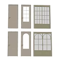 Light Green Hinged Doors With Various Glass Panel And Arched Top Designs 3d model