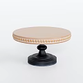 Round Display Stand With Beige Padded Top And Decorative Trim Black Base 3d model