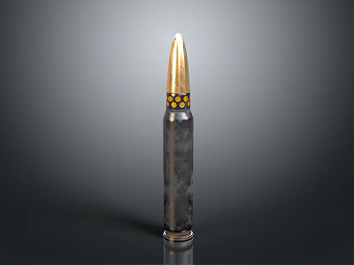 Tactical Ammunition Bullet With Golden Tip Black Body And Yellow Accents Design 3d model