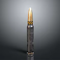 Tactical Ammunition Bullet With Golden Tip Black Body And Yellow Accents Design