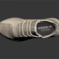 Beige Knit Casual Shoes With White Sole And Lace Up Design