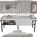 Massage Bed Featuring White Sheets Folded Towels Bath Towels And Side Shelf 3d model