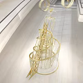 Modern Interior Space With Golden Sculpture Glass Ceiling And White Design Elements 3d model