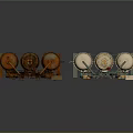 Industrial Equipment With Rusty Orange And White Tanks Pipes Valves And Warning Signs