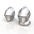 Two Silver Medieval Knight Helmets As Vintage Metal Weaponry Gear With Intricate Texture