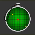 Circular Green Grid Device With Red Triangle And Yellow Dots Hanging Rope Design