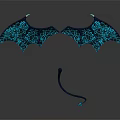 Fantasy Weapon With Bat Wings Blue Glowing Patterns And Curved Tail Design