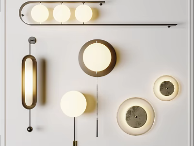Modern Wall Lamps With Various Circular And Oval Designs For Interior Decoration 3d model