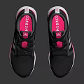 Black Sports Shoes With Pink Accent And White Stripes Modern Casual Design