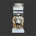 Ornate Decorative Stone Plinth Sculpture With Carved Lion Head Design And Detailed Craftsmanship