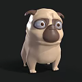 Cute 3D Cartoon Pug Toy With Big Eyes Beige Brown Color Design