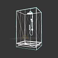 Modern Glass Shower Enclosure With Rose Gold Frame Overhead And Handheld Shower Head