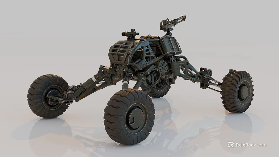 Advanced Mars Rover Mechanical Structure With Large Tires And Scientific Gear 3d model 