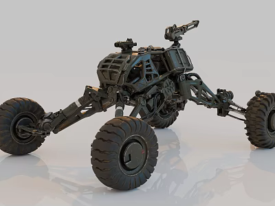Advanced Mars Rover Mechanical Structure With Large Tires And Scientific Gear 3d model
