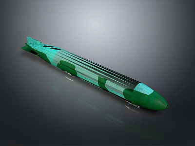 Green Transparent Missile Shaped 3D Model With Aerodynamic Modern Design Features 3d model