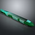 Green Transparent Missile Shaped 3D Model With Aerodynamic Modern Design Features