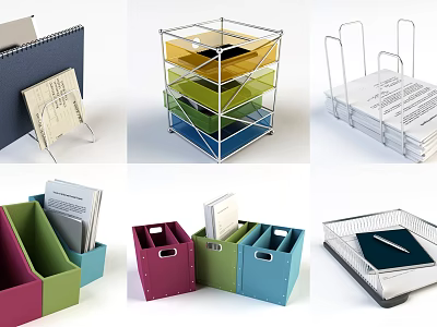 Colorful Office File Folders with Multilayer Design and Various Storage Compartments 3d model