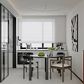 Modern Restaurant Interior With Dining Table Chairs Green Plants White Blinds And Wine Cabinet