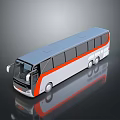 Modern Gray And Orange Bus With Large Windows And Sleek Exterior Design