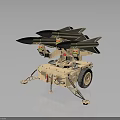 Military Weapon Launcher With Multiple Missiles On Mobile Wheel Base Structure 3d model