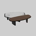 Oval Shaped Modern Coffee Table With Wooden Top And Black Legs