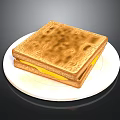 Golden Toasted Cheese Sandwich On White Round Plate