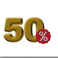 Golden 50 Number Foil Balloon With Red Percent Sign Decoration