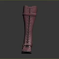 Pink Leather Knee High Boots With Lace Up Front And Buckle Accents And Medium Heel