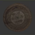 Traditional Wooden Round Dining Table Set With Carved Tabletop And Lattice Side Panels