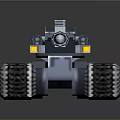 Futuristic Armored Tank With Blue Gray Color Tracks And Weapon