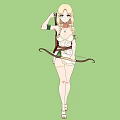 Woman With Blonde Braided Hair Green Eyes Wearing White Dress Green Sleeves And Bow