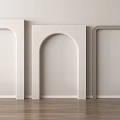 Modern Interior Frames In Arch Rectangle Shapes White Grey Black Tones On Wooden Floor