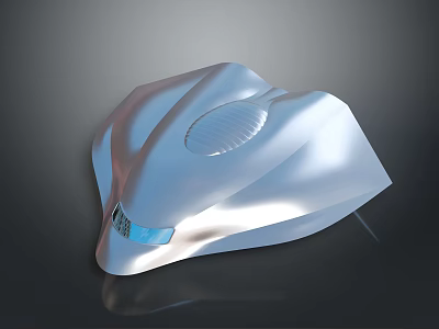 Sleek Silver Streamlined Modern Object With Smooth Surface Circular Grille And Blue 3d model