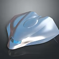 Sleek Silver Streamlined Modern Object With Smooth Surface Circular Grille And Blue 3d model