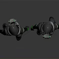 Detailed Futuristic Character Design Featuring Black Protective Suits With Green Accents And Hooded Helmets