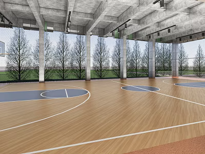 Indoor basketball court Modern basketball court 3d model