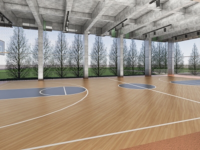 Indoor basketball court Modern basketball court model