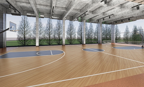 Indoor basketball court Modern basketball court 3d model