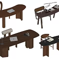 Quiet ancient style desk and chair combination 3d model