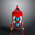 Unique Red and White Space Rocket Featuring Blue Windows For Space Exploration