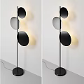 Modern Black And Gray Floor Lamp Featuring Circular Panels And Soft Lighting 3d model