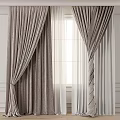 Elegant Gray Velvet Curtains For Modern Window With White Panels 3d model