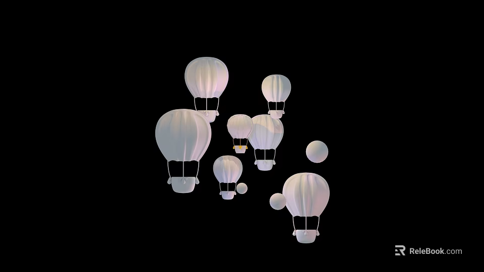 Vibrant Hot Air Balloons Featured On Large Outdoor Advertising Billboard 3d model 