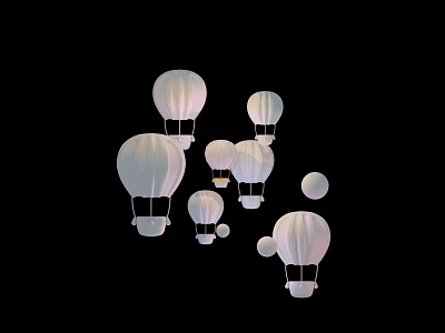 Vibrant Hot Air Balloons Featured On Large Outdoor Advertising Billboard 3d model
