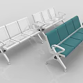Modern Public Seats with Metal Frame and Teal White Colors for Waiting Areas