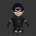 3D Cartoon Character Wearing Gray Beanie Mask Gray Outfit Dollar Sign Cape And White Shoes
