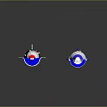 Space and Aerospace Rocket Models with Blue and Orange Bodies in Different Heights