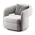 Soft Light Gray Single Sofa With Rounded Armrests And Decorative Throw Pillows 3d model