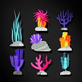 Colorful Coral Shaped Wall Decor with Multiple Colors and Stone Bases for Home Interior Decoration