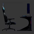 Ergonomic Gaming Desk With Curved Monitor Keyboard RGB Lighting And Chair